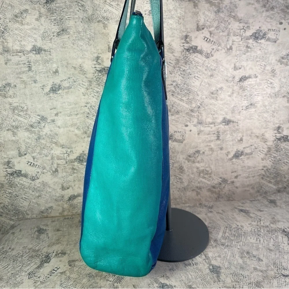 Marc by Marc Jacobs Blue/Green Lizard Stamped Leather Take Me Tote